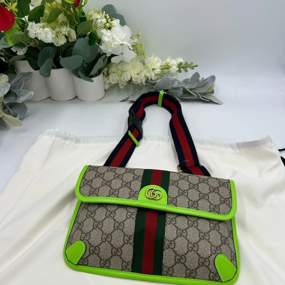 Women's Gucci GG Supreme OPHIDIA belt bag adjustable 80 cm made in Italy - Picture 3 of 10